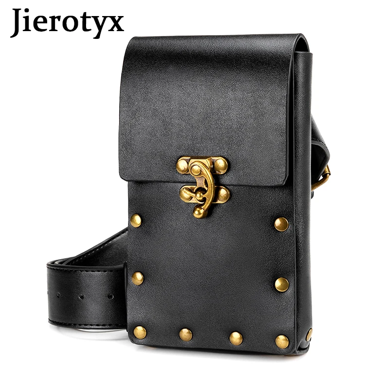 JIEROTYX Retro Waist Belt Leather Bag for Women Knight Pirate Coplay Female Purse Pouch Thigh Hip Punk Rock Style Good Quality