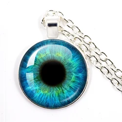 Charming Green Eyes Evil Eye Necklace Handmade Glass Dome Pendant Beautiful Animal Dragon Cats Eye Jewelry Men For Gift
