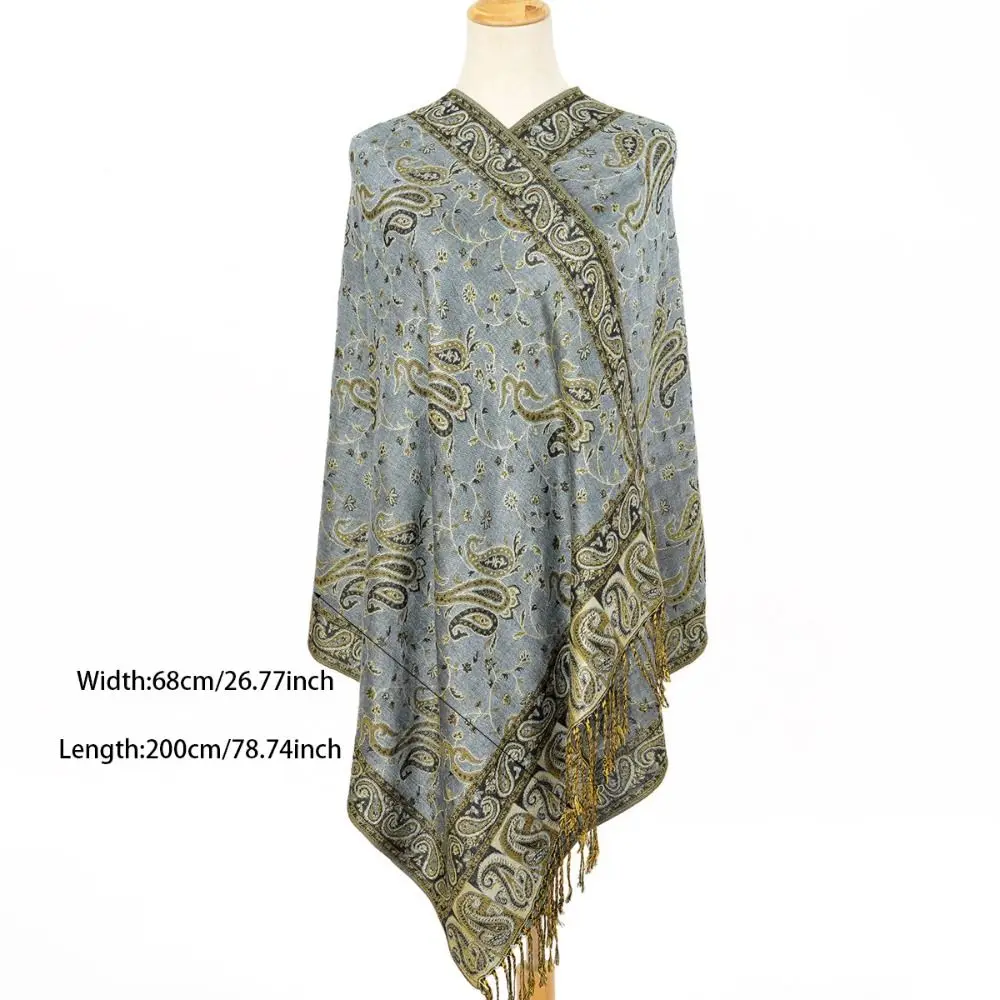 Fashion Paisley Long Scarf All-Match Tassel Pashmina Oversize Soft Shawl