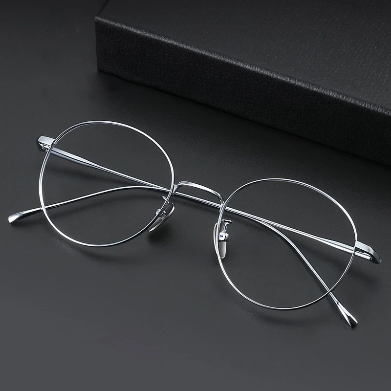 Puur Titanium Optische Frames Computer Brillen Voor Mannen Vrouwen Ultralichte Vintage Ronde Brilmontuur Merk Designer Brillen Brillen