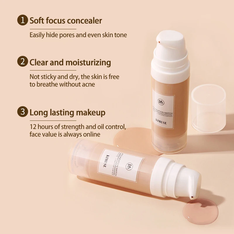 Oily Skin Savior Lightweight Concealer Liquid Foundation Waterproof Lasting Hold Makeup Clear Make Up Whitening Cosmetics