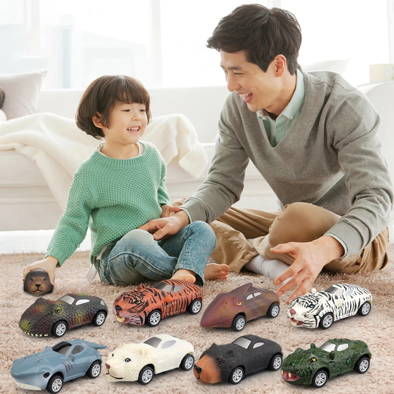 Simulation Animal Pull Back Sports Car Model Fun Wild Animal Modelling Toy Car Children's Puzzle Toys Boys Holiday Birthday Gift