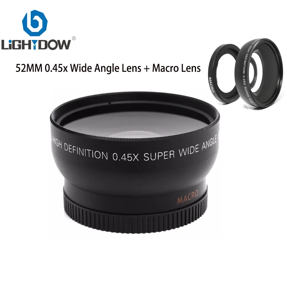 Lightdow 52mm 0.45x Additional Wide Angle Lens Macro Lens for Nikon DSLR Cameras with 52mm UV Lens Filter Thread