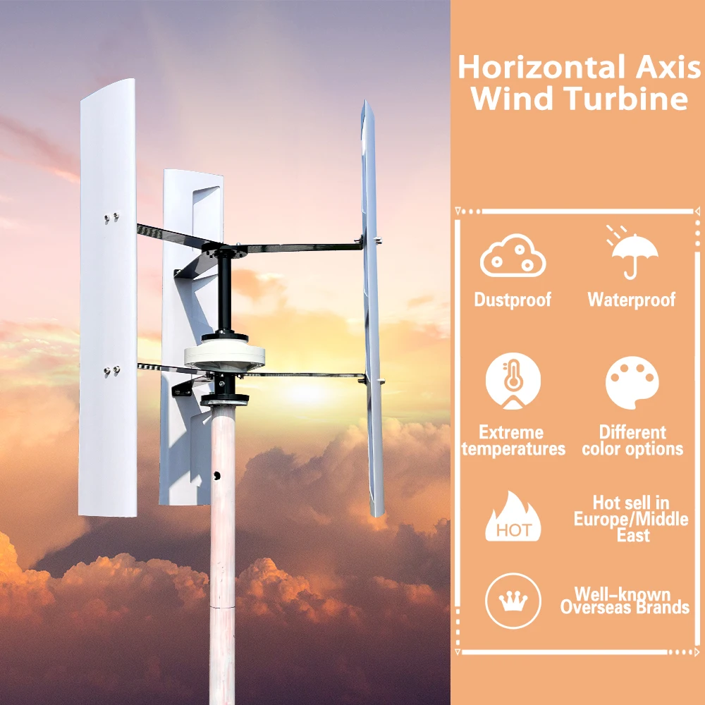 

800w 1000w 12v /24v/48v vertical wind power generator with wind solar hybrid charge controller no noise for residential use