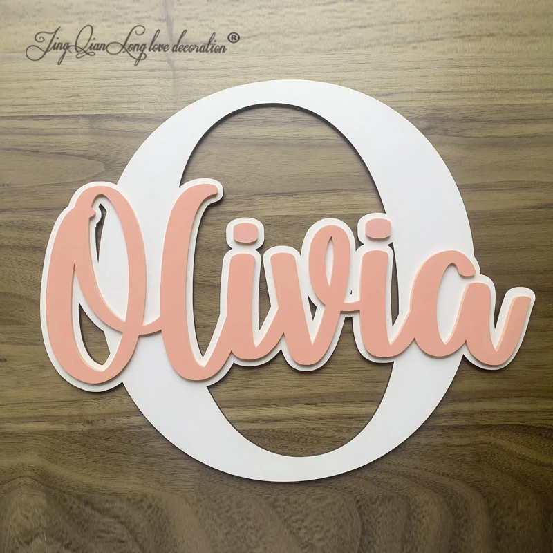 Custom Personalised Acrylic and Wood Name and Initial Sign, Personalised Nursery Decor, Kid Bedroom Sign, Nursery Sign