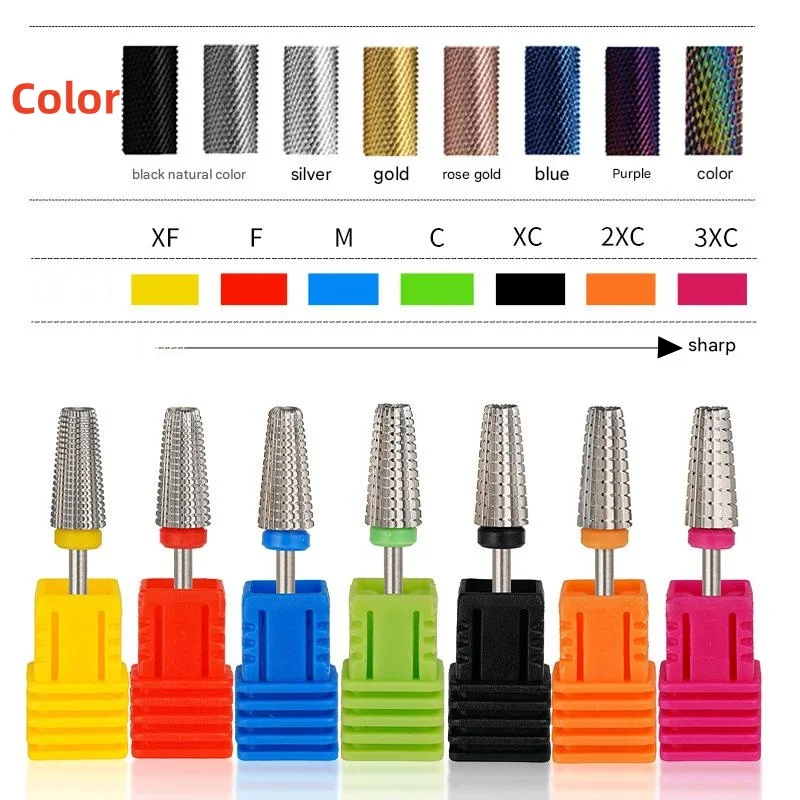 1PCS Punte da trapano per unghie in metallo duro Trapano elettrico Lime Fresa per manicure Bava per cuticole Rimuovi ugelli Attrezzature per nail art