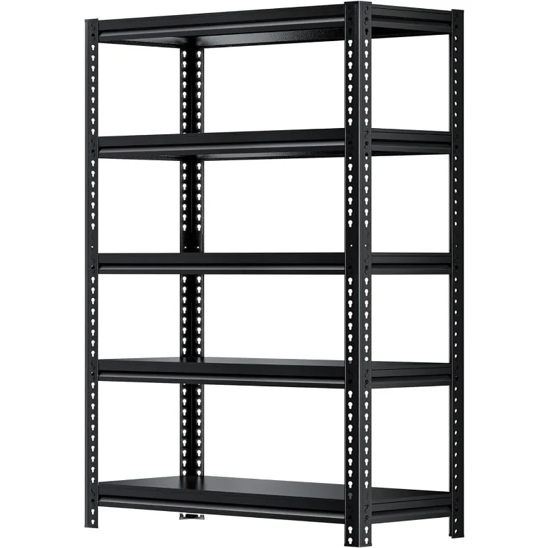 Estantería de garaje de 72 "H, estantes de almacenamiento resistentes, cargas de 2000 libras, unidades de estantería ajustables de 5 niveles, 31,5" W x 15,7 "D x 72" H, negro