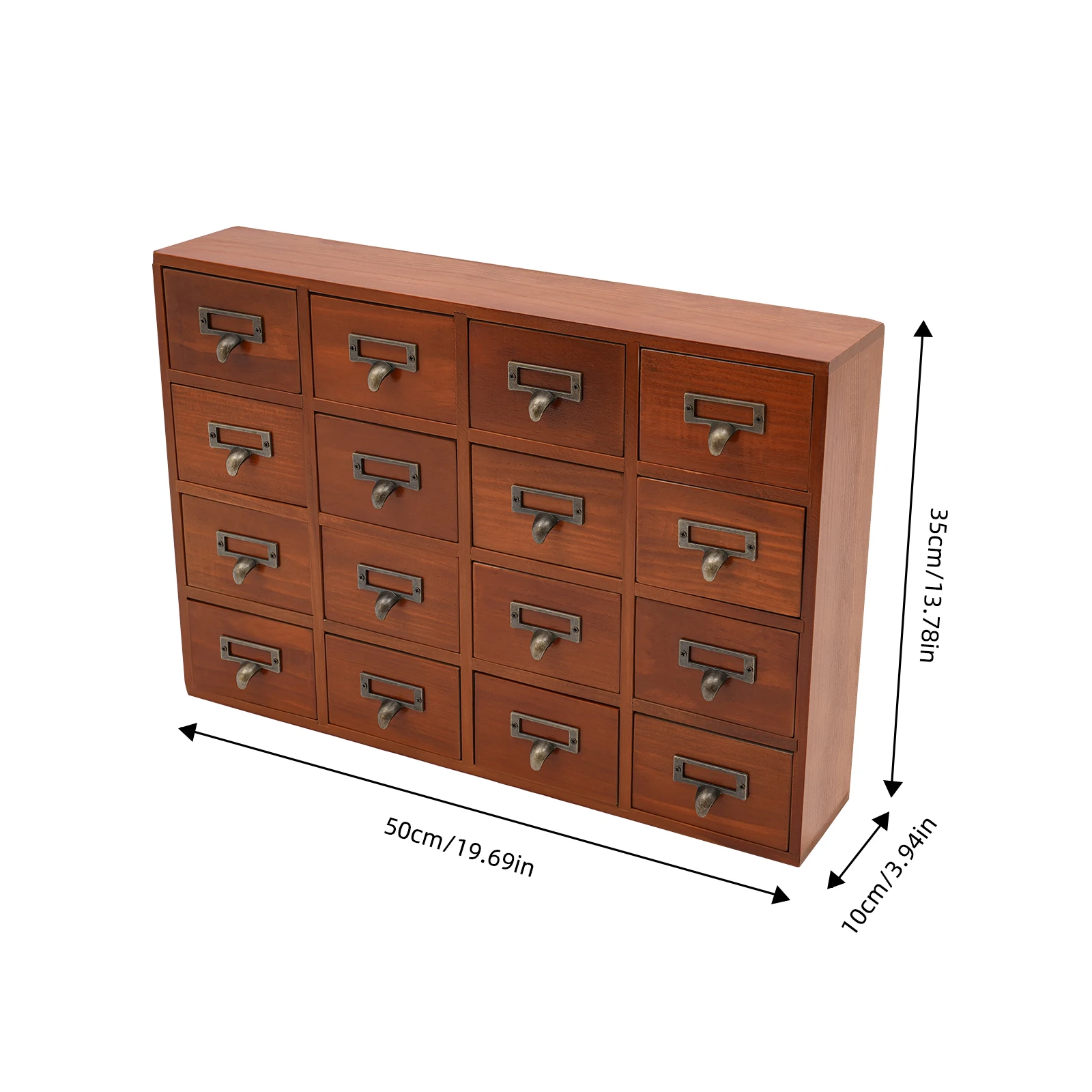 منظم أدراج مكتب كتالوج البطاقات، خزانة خشبية عتيقة مع 16 درجًا، خزانة كتالوج بطاقات المكتبة لغرفة النوم والمنزل