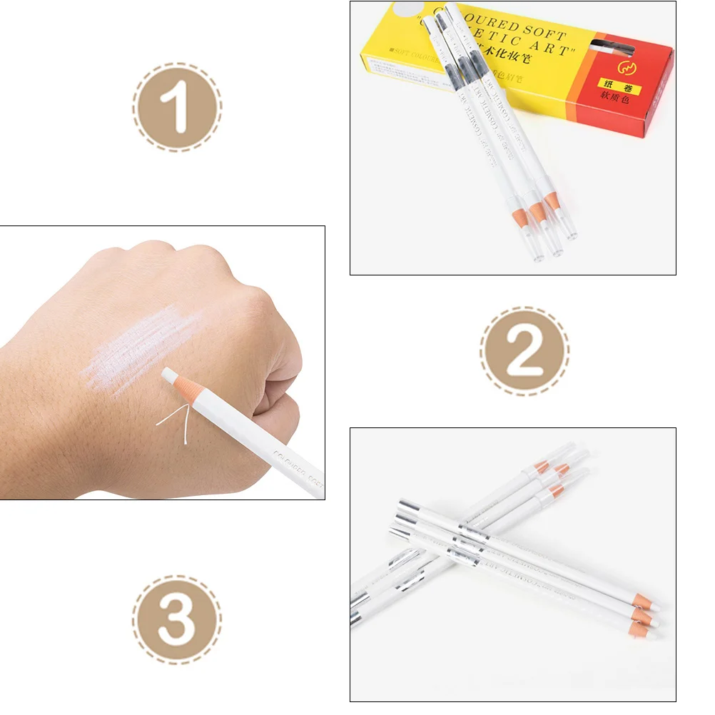 2Pcs Waterproof Eyebrow Pencils Long Eyeliner Pencil Wood Wrapped Silkworm Pen Highlighter Makeup Eye Drawing