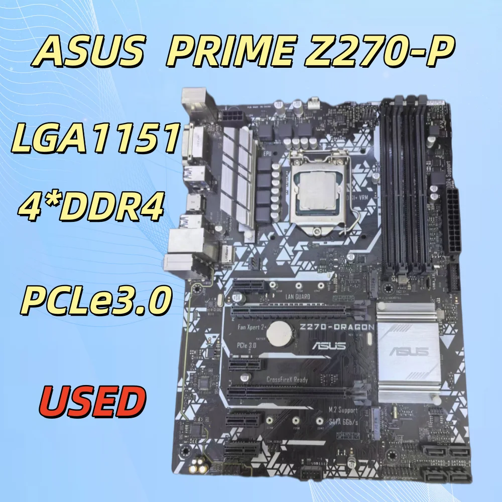 ASUS PRIME Z270-P Motherboard LGA1151, Support 6th/7th Gen Intel Core CPU, DDR4 Up to 64GB, M.2, HDMI DVI, ATX Desktop Mainboard