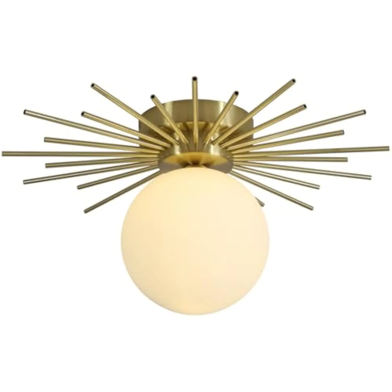 

Modern Gold Semi Flush Mount Ceiling Light Mid Century White Glass Globe Ceiling Light Industrial Close to Ceiling Light Vinta
