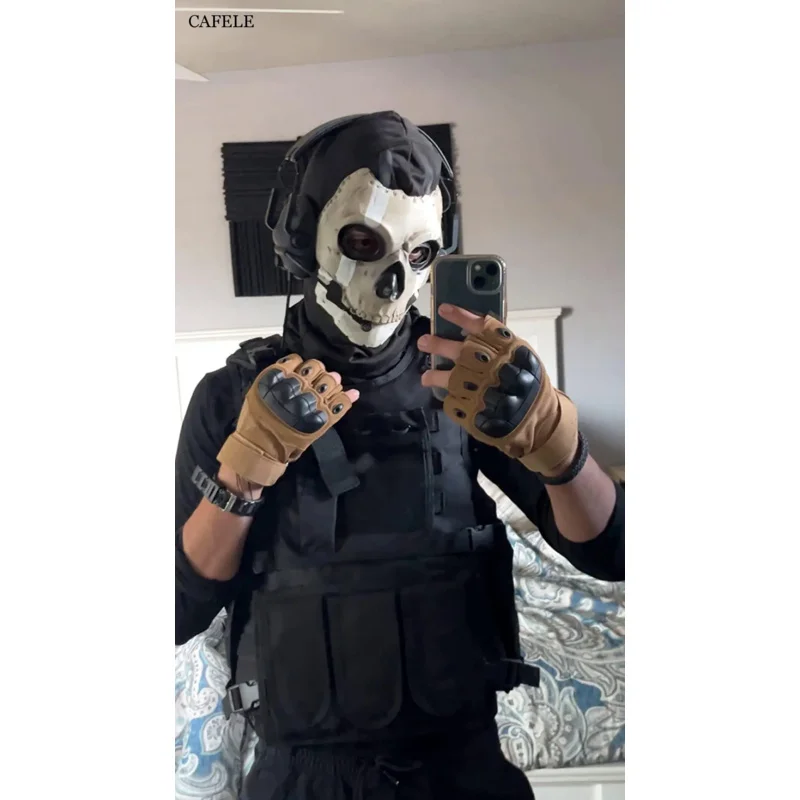 Cafele Halloween ghost mask MW2 war game Ghostface mask Call of Duty scary full face skull mask Halloween costume for men women