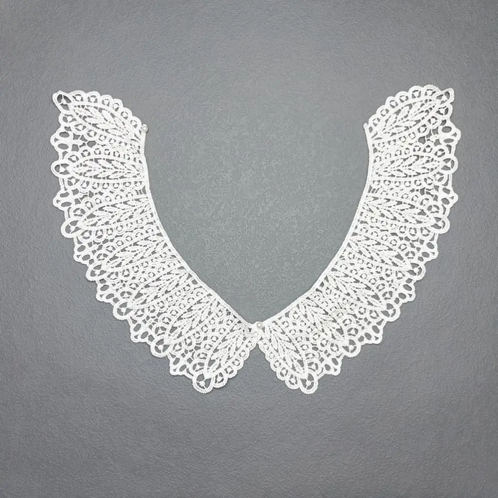 Mini Pearl Button Detachable Lace Collar Hollow Design Lightweight Decorative Shawl Breathable Soft Material Decorative Collar