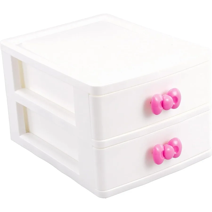 

Cute Lovely Bowknot Desktop Organizer ReceiverMultilayerDrawer Mini Desktop Organizer Storage Box for Keeping Small Items Gifts
