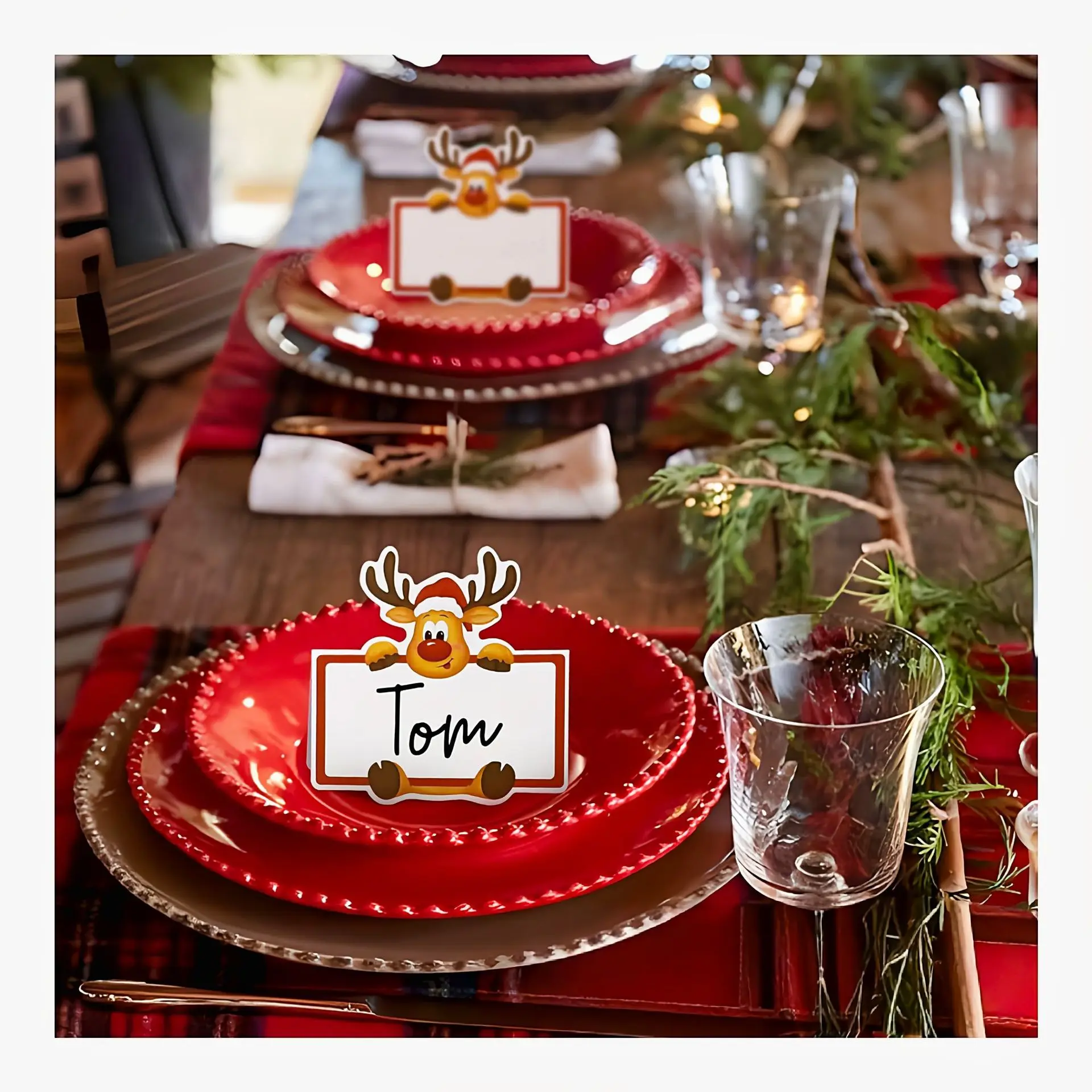 10/25/50 قطعة إِلْكَة عيد الميلاد الاطفال اسم مكان بطاقات الجلوس عدد الكرتون الجدول بطاقة عيد الميلاد حفلة عيد الميلاد بطاقة هدايا الطفل #6