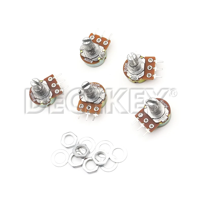 10 SZTUK WH148 15mm 3-pinowy potencjometr liniowy z nakrętkami i podkładkami 1K 2K 5K 10K 20K 50K 100K 250K 1M Zestaw potencjometrów