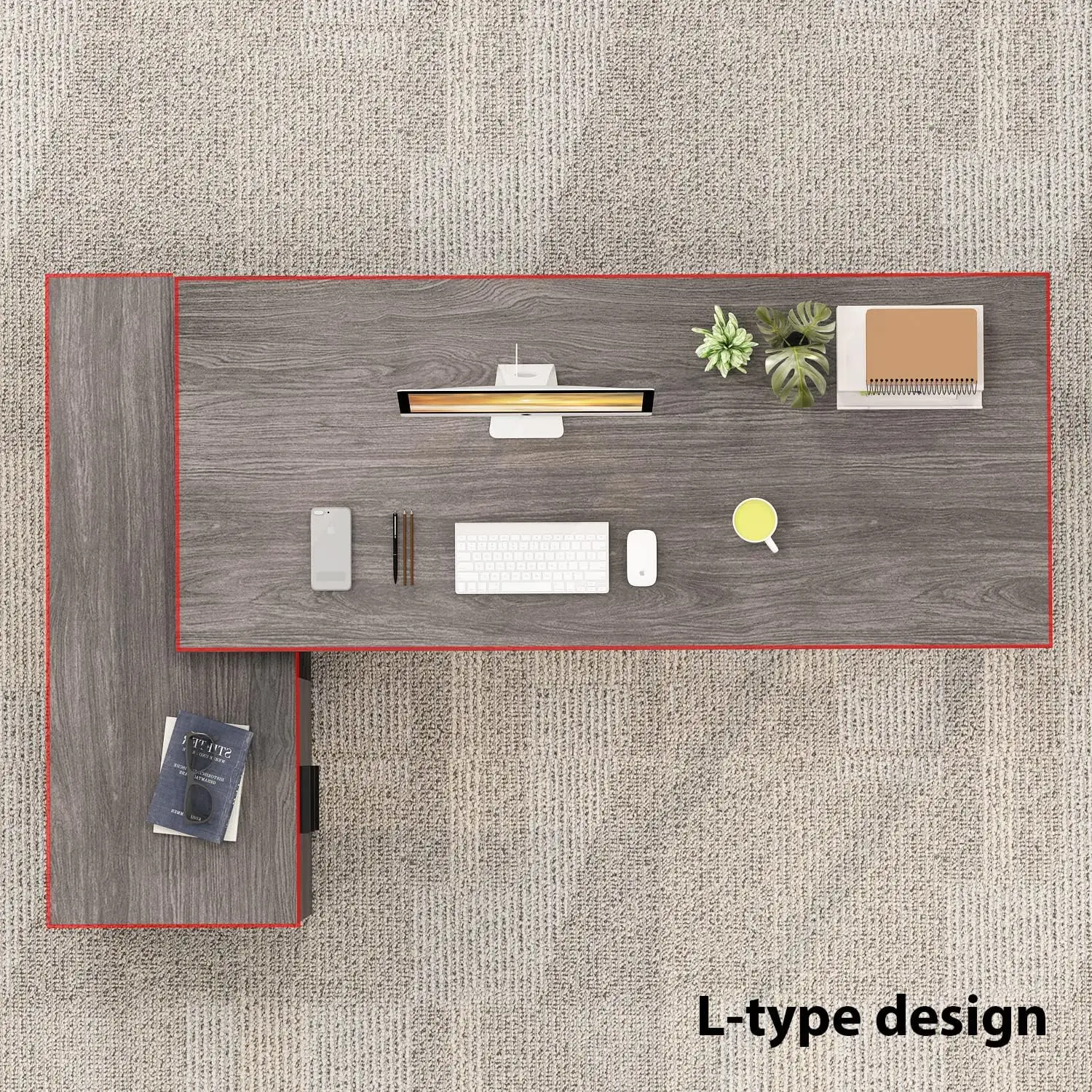 Homsee Home Office Computer Desk Corner Desk With 3 Drawers And 2 Shelves, 55 Inch Large L-Shaped Study Writing Table With