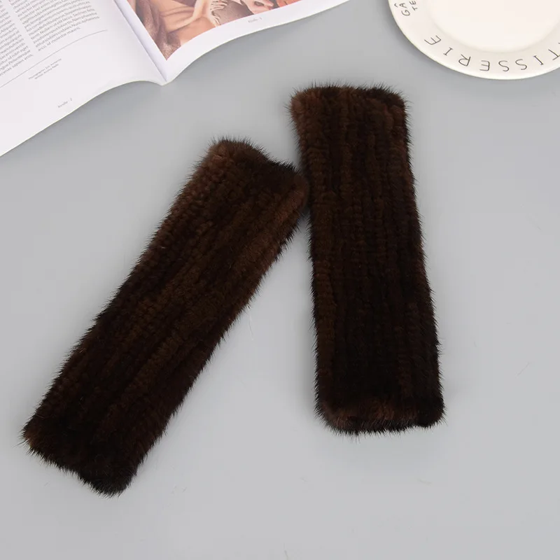 Winter Women Real Mink Fur Gloves Lady Warm Soft 100%Natural Mink Fur Fingerless Gloves Good Elasticity Fashion Fur Mittens