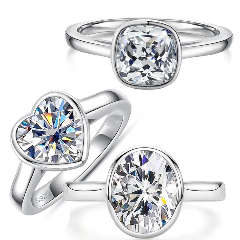 

Shining 2ct Moissanite Ring GRA Certificate Passed Diamond Test S925 Silver Women Jewelry Gift