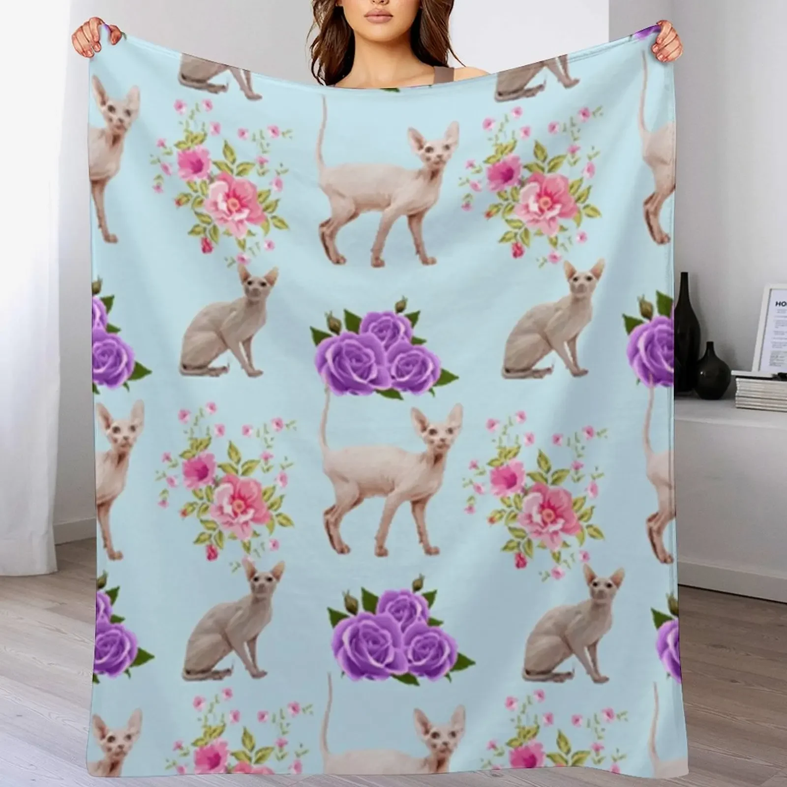 

Sphynx Throw Blanket Cute Plaid Plaid on the sofa For Baby Bed covers Blankets