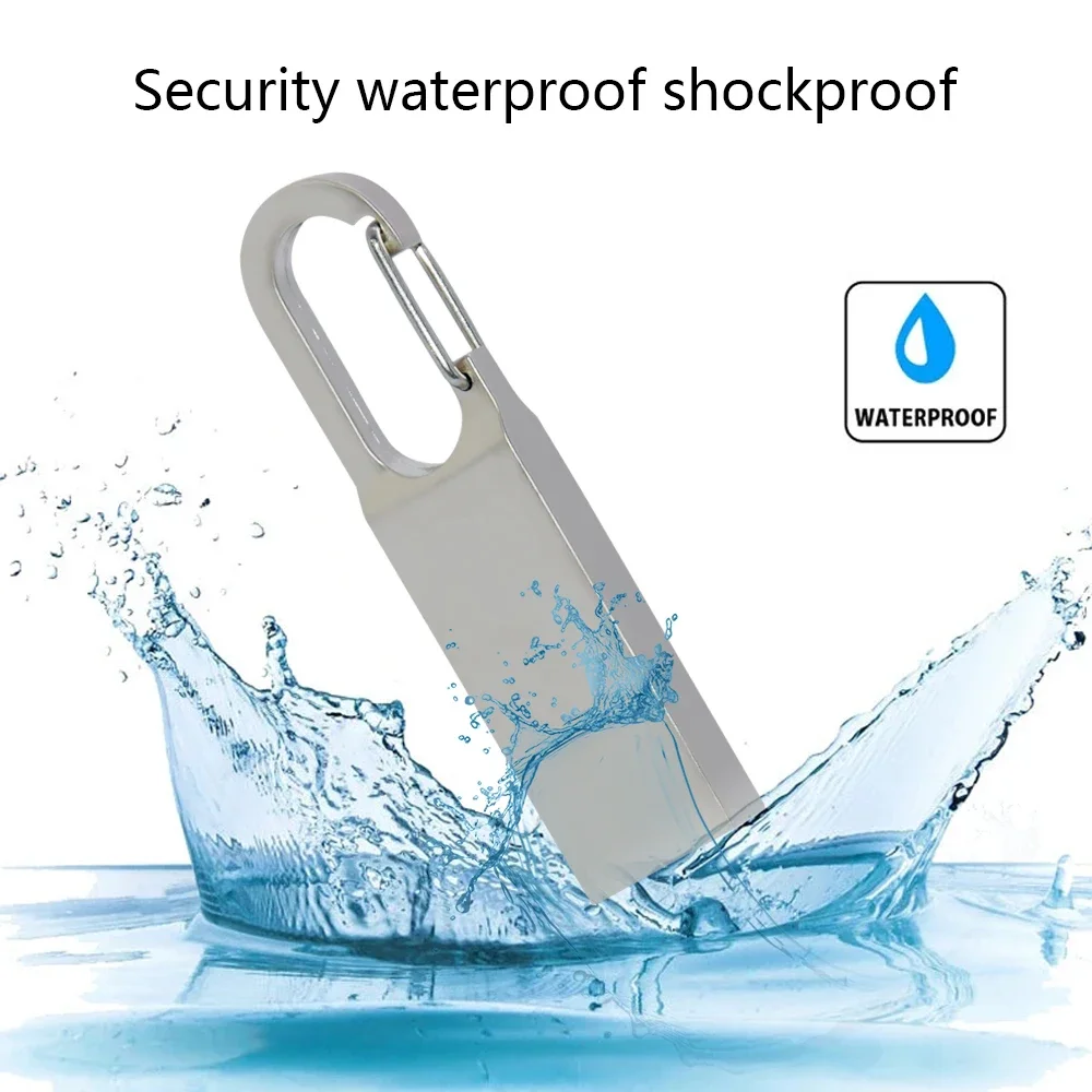 Waterproof Silver USB Flash Drive, U Disk Memory Stick, 128GB, 64GB, 32GB, 16GB, 8GB, 4GB