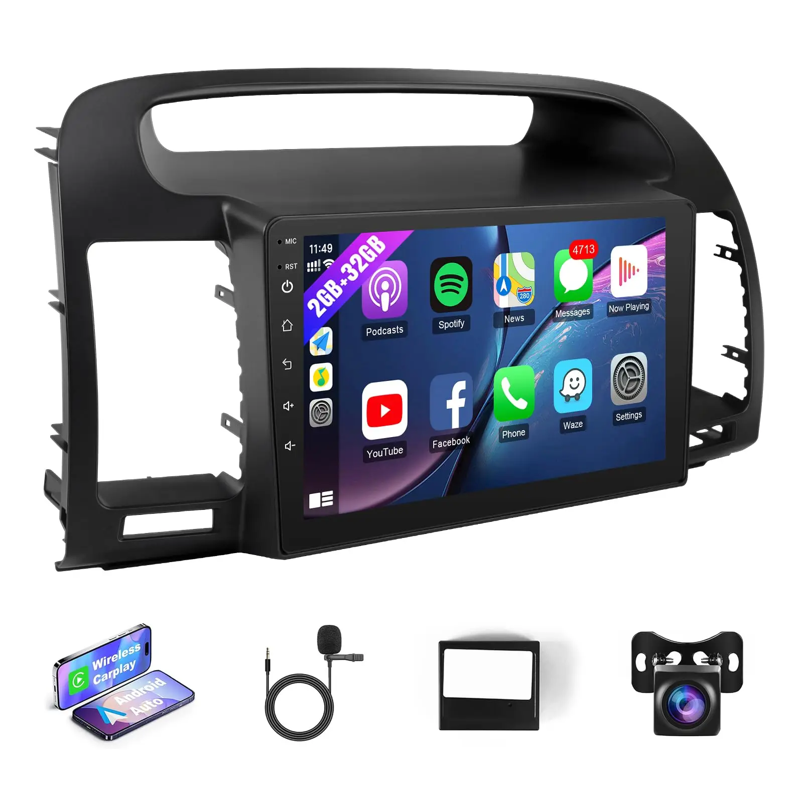 شاشة لمس IPS مقاس 9 بوصة لسيارة Toyota Camry (Fit-J.B.L) ستيريو سيارة مع Carplay Android Auto/Bluetooth/GPS/WiFi/MIC+Canbus
