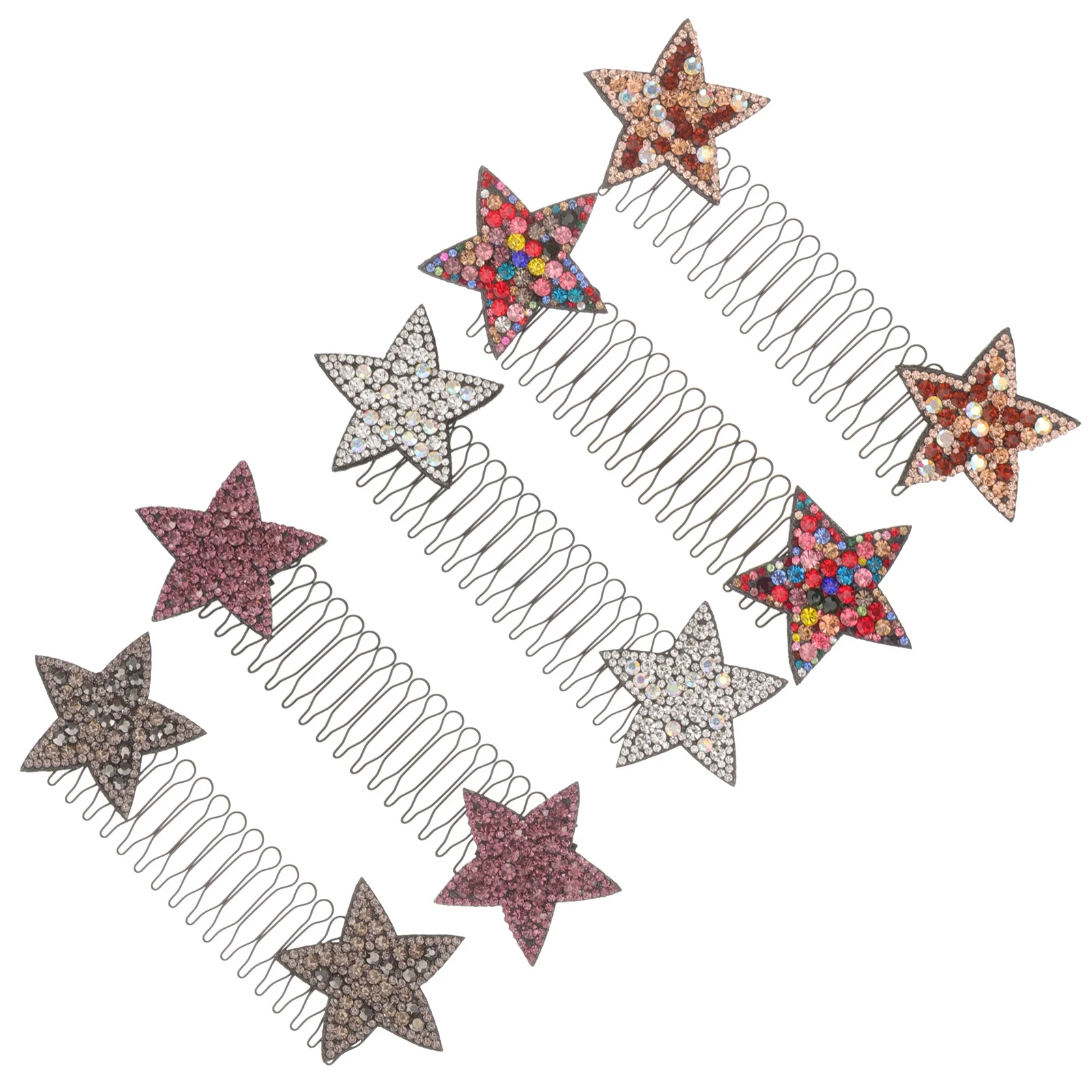 5 قطع من أمشاط تثبيت الشعر العصرية الجذابة ومشابك مزينة بنجمة حجر الراين للنساء والفتيات وتصفيفة الشعر المرتبة