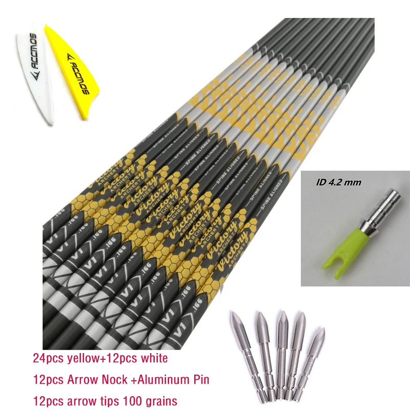 

12pcs Archery Spine 350 400 450 500 600 700 800 900 30.5Inch ID4.2mm Carbon Arrow Shaft Recurve Bow Longbow Hunting Shooting