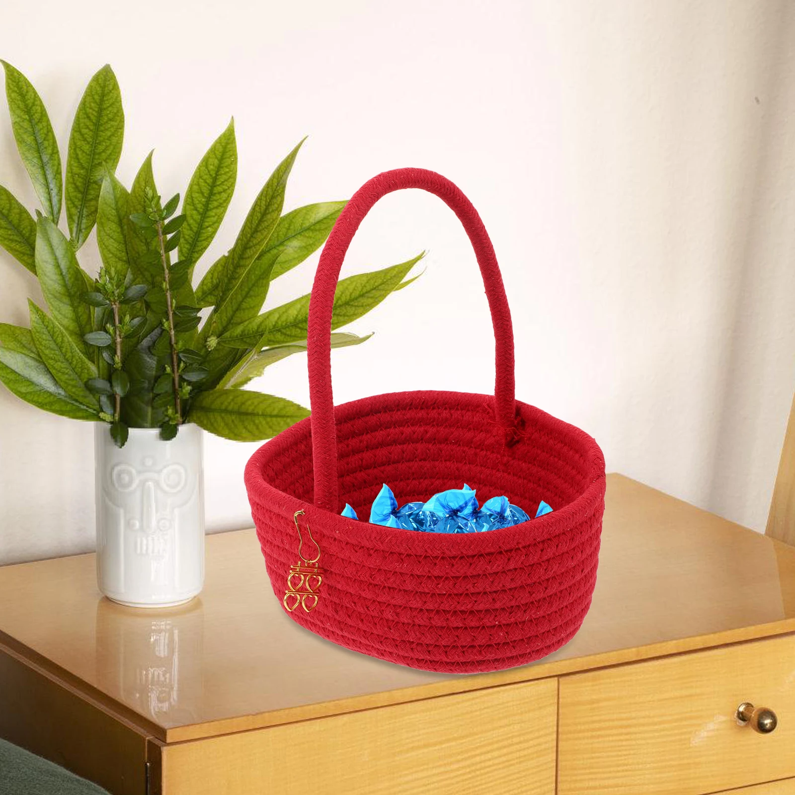 

Red Candy Decor Handle Gift Chinese Party Favor Storage Snack Favor Basket Wedding Petal Delicate Wedding Candy Baskets Large