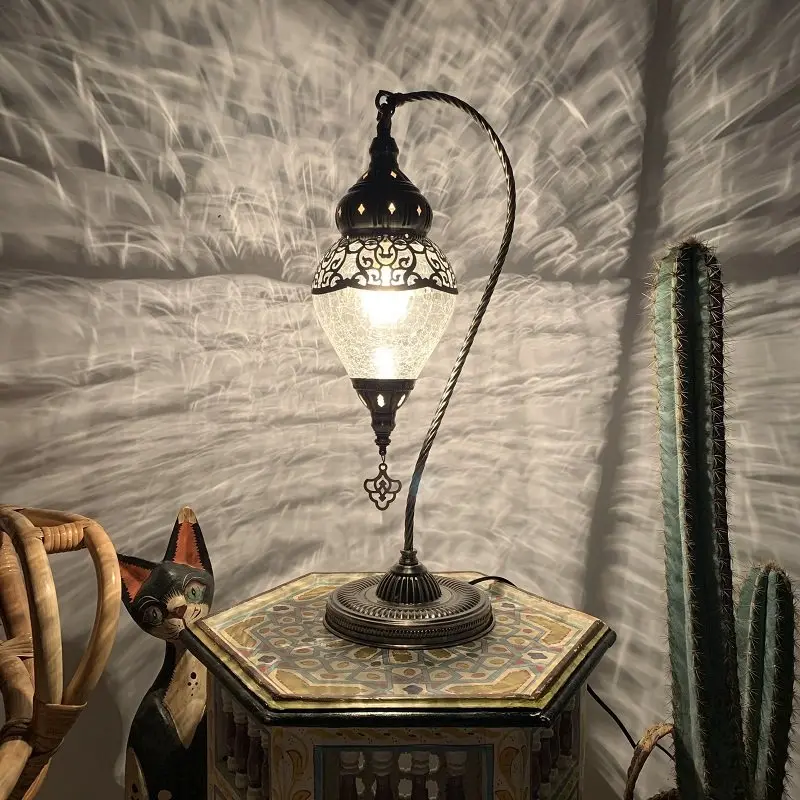 Features Ice Crack Desk Lamp Vintage Exotic Bedroom Living Room Study Cafe Restaurant Hotel Homestay Desk Lamp