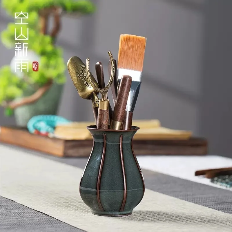 

Chinese Longquan Celadon Tea Six Gentlemen Japanese Bamboo Tea Leaf Sticks Spoon Tea Tool Set Teaware Utensils Cafes Ornaments