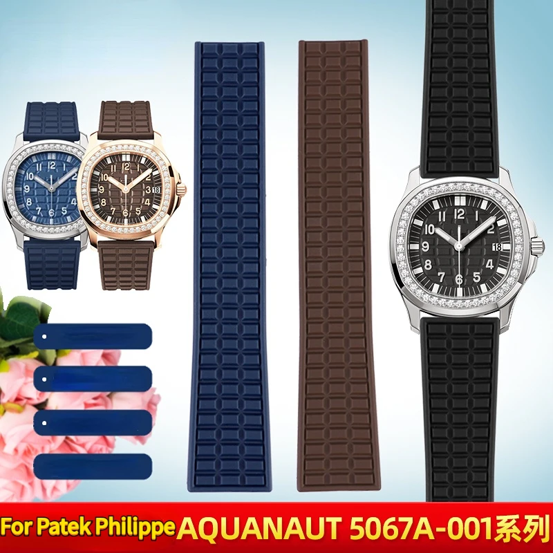 For Patek Philippe Watch band Aquanaut 5067A-001 Silicone women's men's strap soft Waterproof wristband Folding buckle bracelet