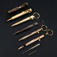 3 Styles Brass Pen Detachable Keychain Pendant Portable Travel Pocket Pen Signature Gift Pen Ballpoint Pen Portable Gadget