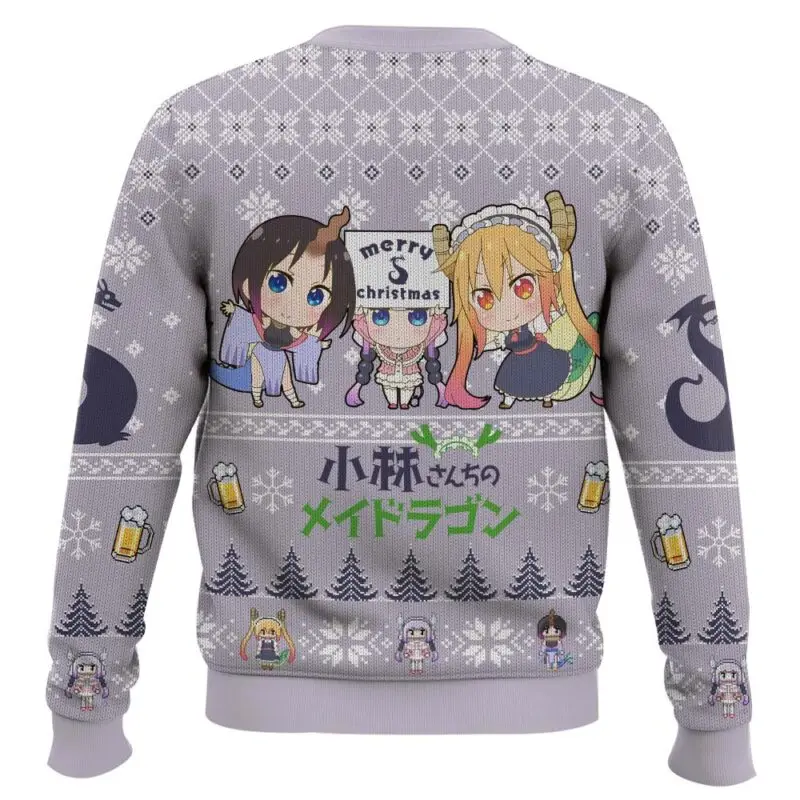 عيد الميلاد الأسرة ملكة جمال كوباياشي التنين خادمة القبيح عيد الميلاد سترة مضحك عطلة حفلة البلوز للرجال النساء هدية عيد الميلاد 2026