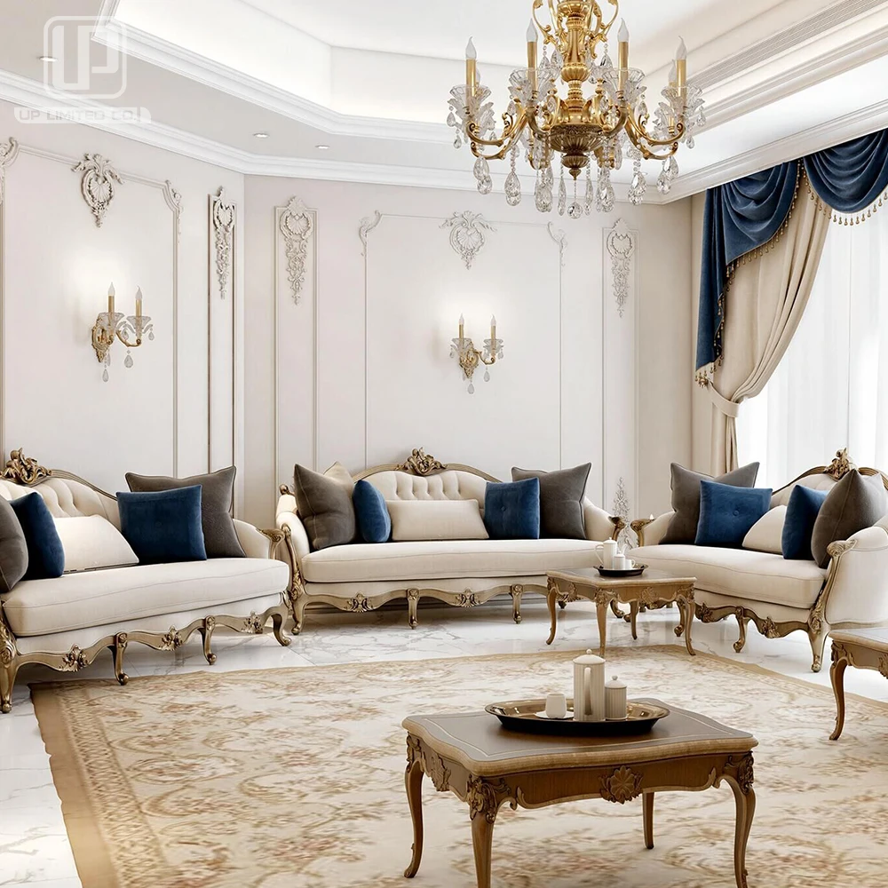 New Design Antique Sofa European Style Classic Leather Sofa Sets 3+2+1 with 100% Hand Craving