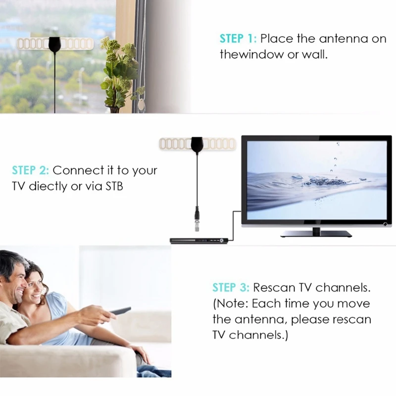 20db indoor hd digital verstärker tv antenne 25 meilen bereich dvb-t/t2 tv innen antenne DVB-T2 für satelliten empfang