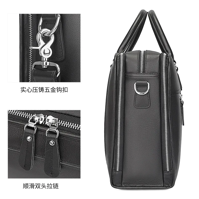 กระเป๋าเอกสารผู้ชายหนังคลาสสิกสําหรับธุรกิจกระเป๋าแล็ปท็อปขนาด 15.6 นิ้ว