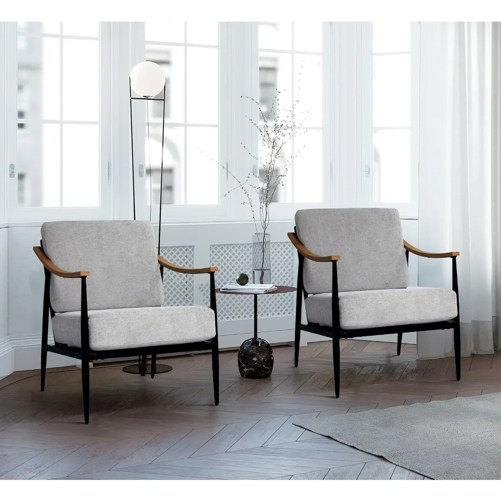 

Modern Accent Chairs Set of 2 for Living Room Bedroom Mid Century Arm Chairs Upholstered Office Accent Chairs Comfy Waiting Room