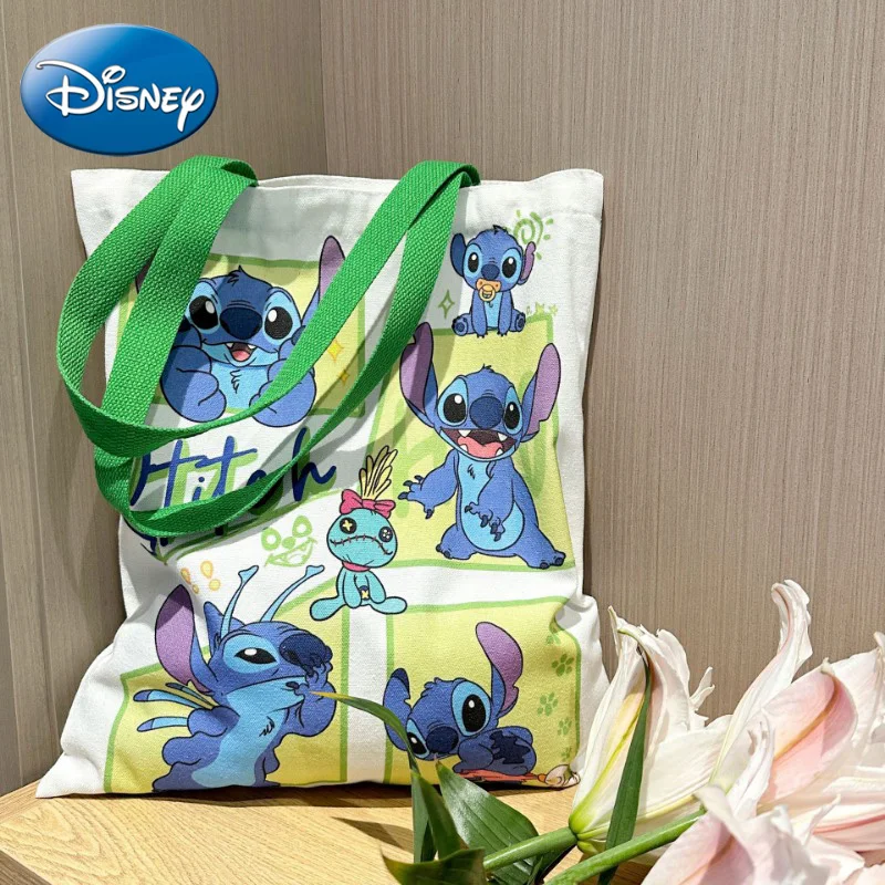 Disney New Stitch Canvas Bag Large Capacity Spot Cute Cartoon Lilo Stitch Student Shoulder Bag Handbag