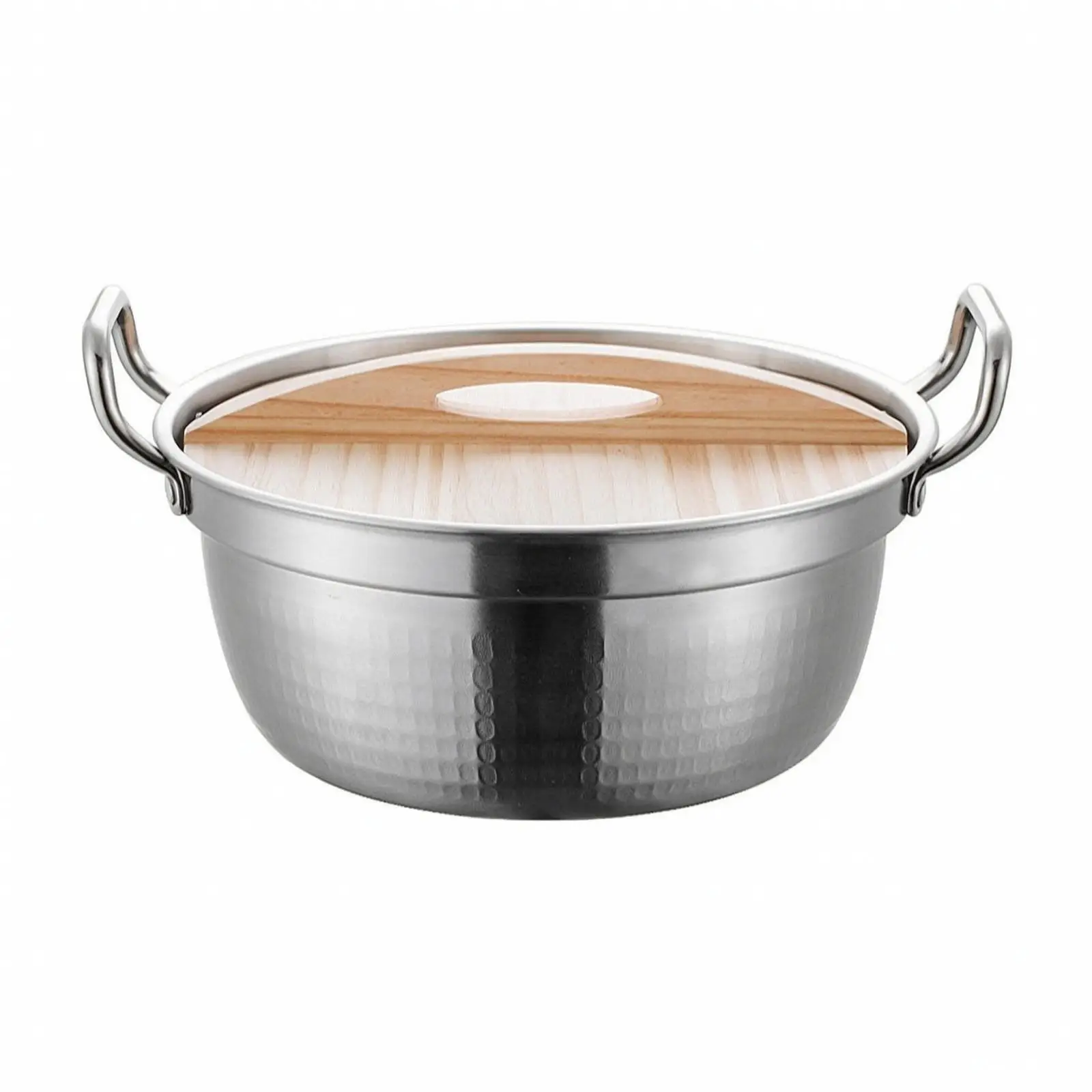 Hammered Finish Noodle Pan with Wood Lid for Broths Grains and Sautes Suitable for Gas Cooktop