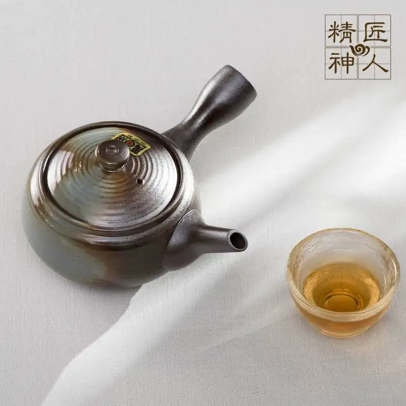 Imported Banko Ware Horizontal Handle (Jiki) Japanese Style Side-Handle Teapot With Built-In Filter For Brewing Tea