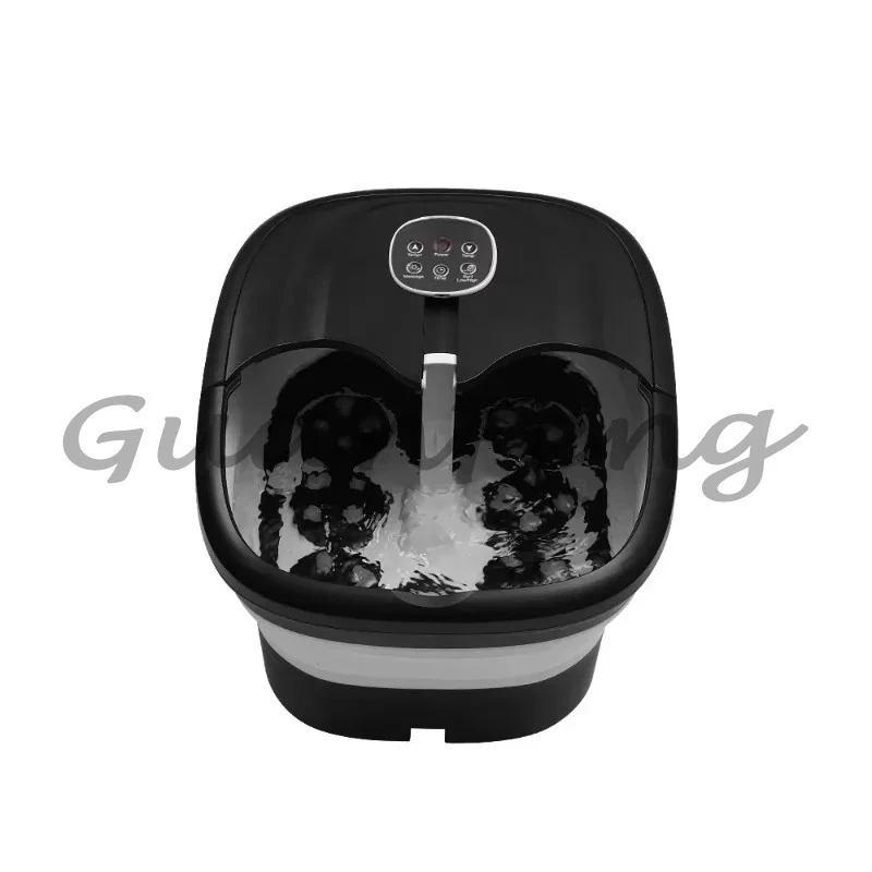 Electric folding foot bath  bucket with heat therapy function, automatic rotating massage roller and bubbles