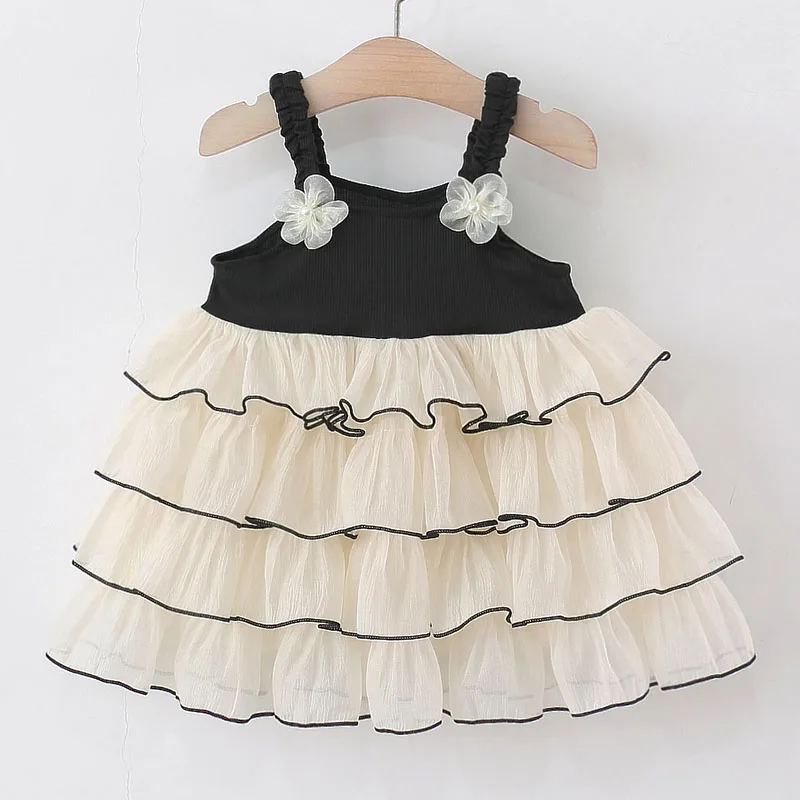 

Summer Toddler Girl Dresses Luxury Kids Clothing Korean Fashion Cute Sleeveless Mesh Princess Birthday Flower Girl Dress B342