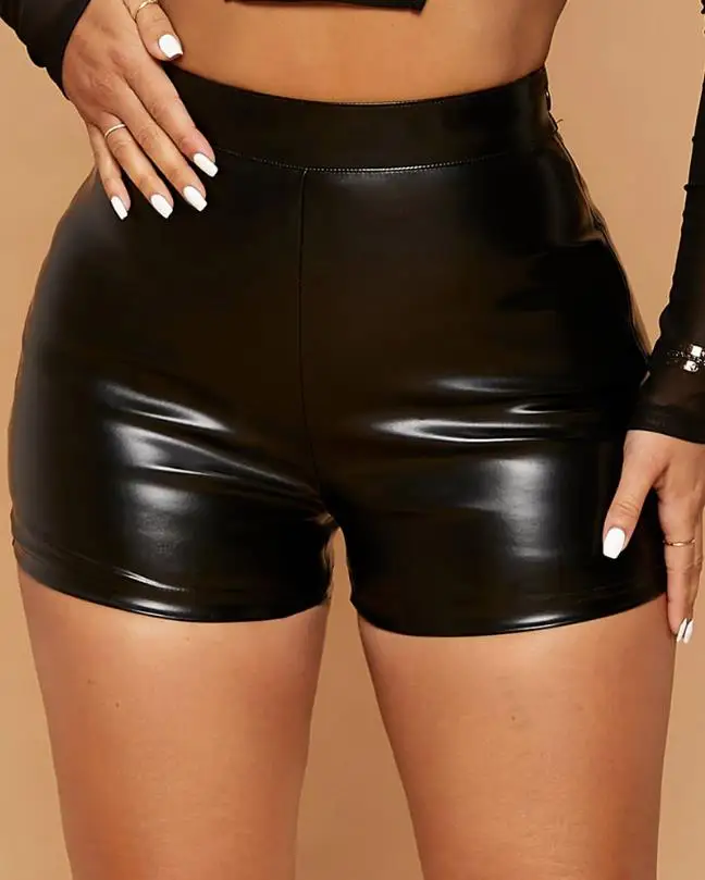 Pu Leather shorts women Streetwear New Fashion 2024 Summer Casual Sexy High Waist half pants y2k Casual Bottom Female Clothing