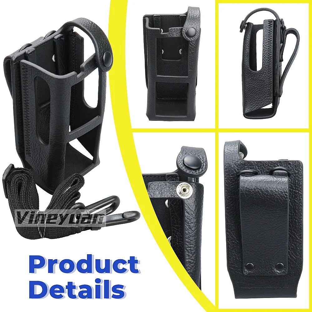 NEW Black Hard Leather Carrying Holder Holster Case Compatible for Motorola R7 Display Two Way Radio Shoulder Holster PMLN8300A