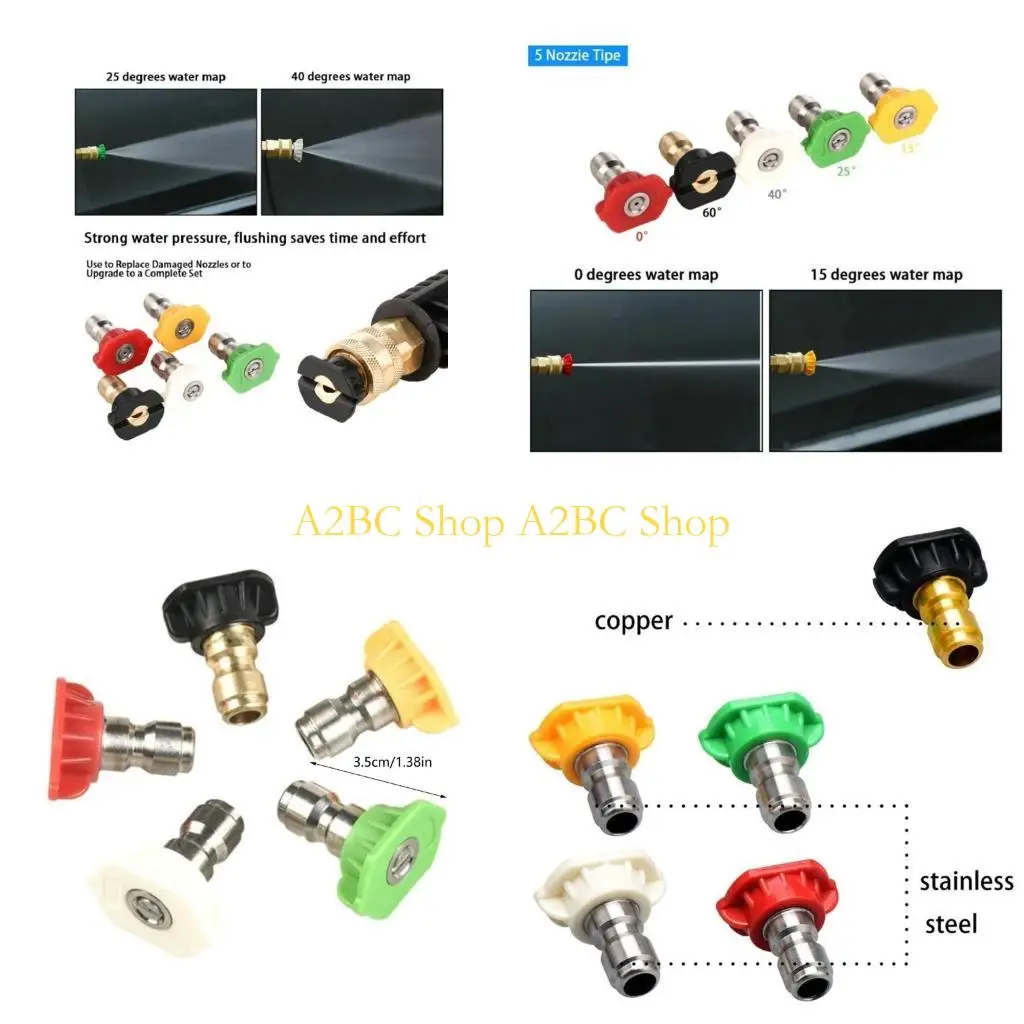

A2BC 5 шт. насадки для мойки автомобилей 1/4 дюйма, быстроразъемные металлические струйные насадки высокого давления