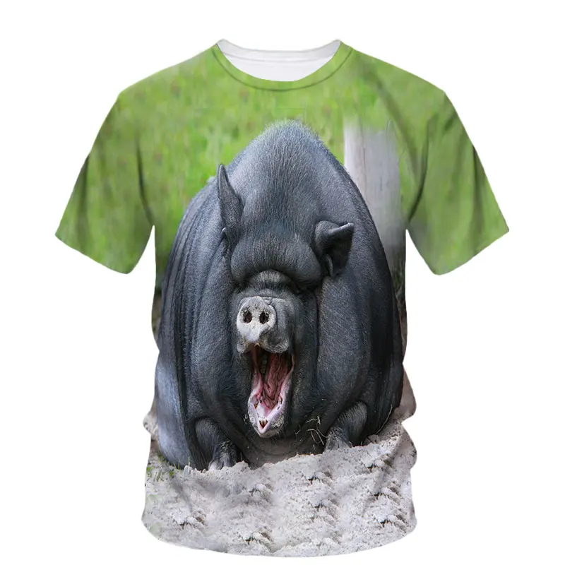 New Animal Feral Boar Quick Dry Men Short Sleeve Summer Large Silhouette O Collar Oversized T-Shirt Casual Comfortable Clothing