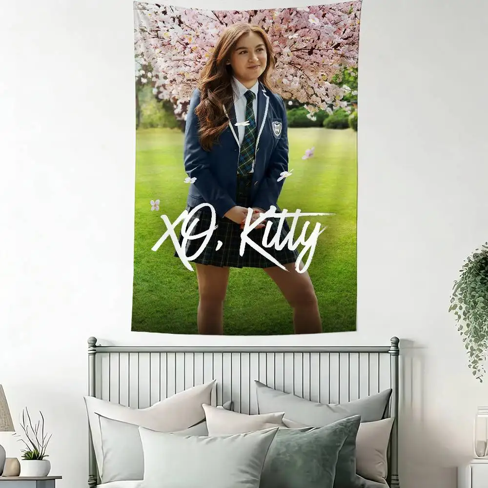 TV XO K-Kitty Flags Wall Hanging Background Art Banner for Bedroom Home Outdoor Decor