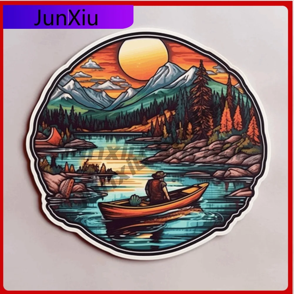 

Canoe in the River Sticker Nature Decal for Truck Trendy Waterproof Vinyl Access Car Laptop Window Bumper