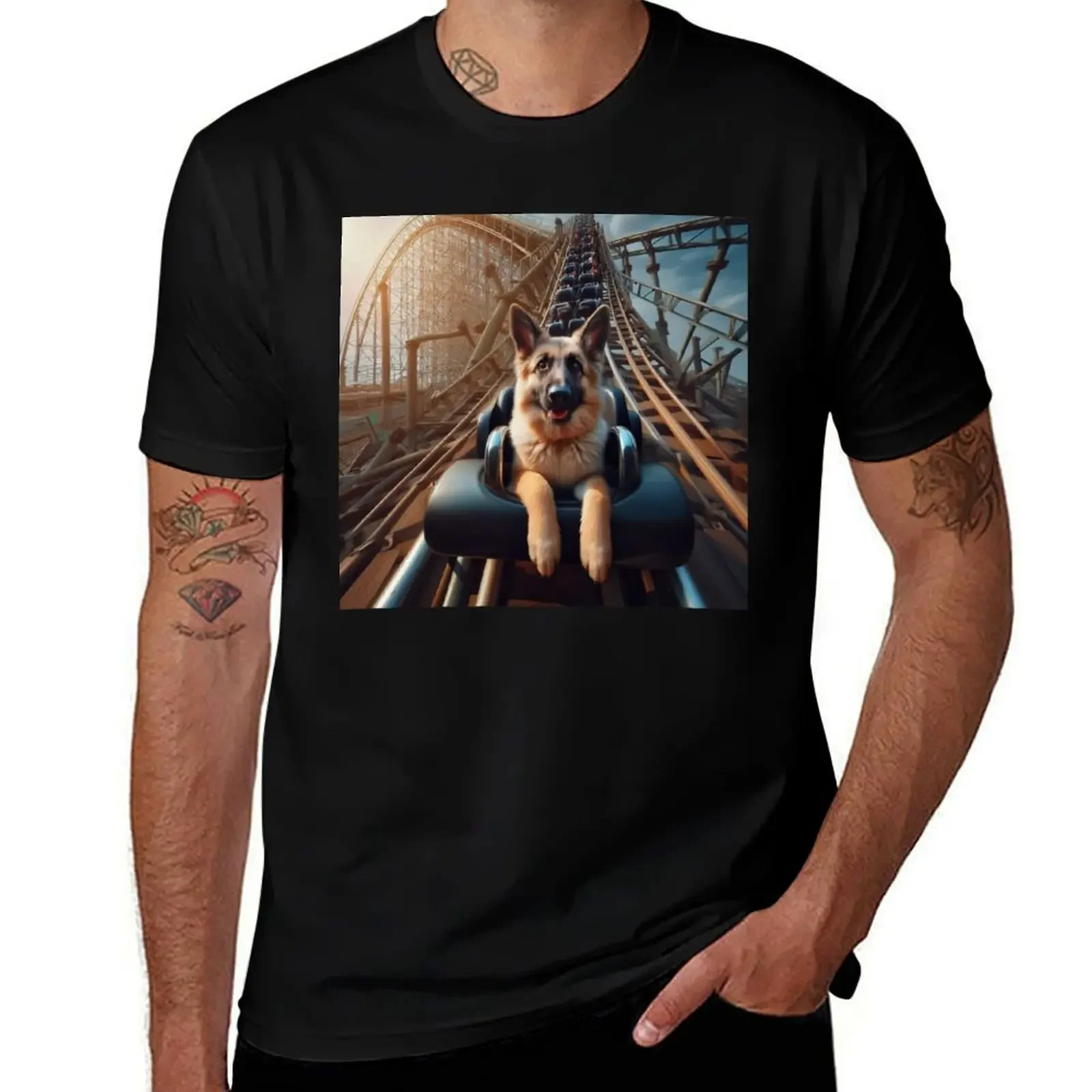 German Shepherd Rollercoaster T-Shirt tees graphic tee shirt summer top plain t shirts men